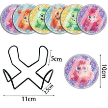 Load image into Gallery viewer, 6PCS Acrylic Washable Diamond Painting Crafts Coaster with Holder Waterproof Coaster (Small Monster)