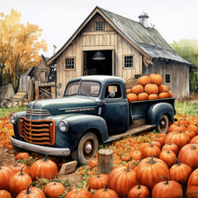 Load image into Gallery viewer, Diamond Painting - Full Round - Country Pumpkin Classic Car (30*30CM)