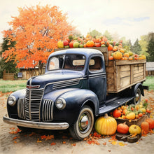 Load image into Gallery viewer, Diamond Painting - Full Round - Country Pumpkin Classic Car (30*30CM)
