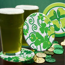 Load image into Gallery viewer, 8PCS Wooden Diamond Painting Art Coaster Kit with Holder (Saint Patricks Day #1)