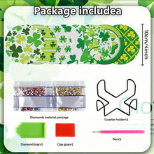 Load image into Gallery viewer, 8PCS Wooden Diamond Painting Art Coaster Kit with Holder (Saint Patricks Day #1)