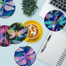 Load image into Gallery viewer, 8PCS Wooden Diamond Painting Art Coaster Kit with Holder (Dazzling Dragonfly)