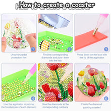 Load image into Gallery viewer, 8PCS Wooden Diamond Painting Art Coaster Kit with Holder for Adults Kids (Tulip)