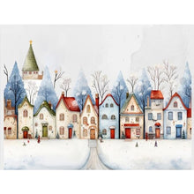 Load image into Gallery viewer, Diamond Painting - Full Round - Colorful house in the snow (40*30CM)