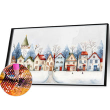 Load image into Gallery viewer, Diamond Painting - Full Round - Colorful house in the snow (40*30CM)
