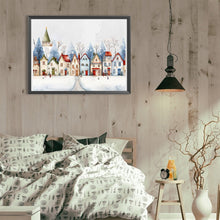 Load image into Gallery viewer, Diamond Painting - Full Round - Colorful house in the snow (40*30CM)