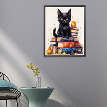 Load image into Gallery viewer, Diamond Painting - Full Round - black cat on book (40*50CM)