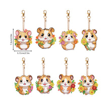 Load image into Gallery viewer, 8PCS Double Sided Round Diamond Painting Art Keychain Pendant for Adult(Hamster)