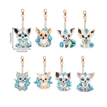 Load image into Gallery viewer, 8PCS Double Sided Round Diamond Painting Art Keychain Pendant (Diamond Dog)