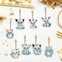 Load image into Gallery viewer, 8PCS Double Sided Round Diamond Painting Art Keychain Pendant (Diamond Dog)