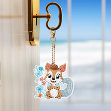 Load image into Gallery viewer, 8PCS Double Sided Round Diamond Painting Art Keychain Pendant (Squirrel #6)