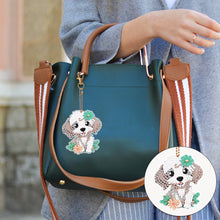 Load image into Gallery viewer, 8PCS Double Sided Round Diamond Painting Art Keychain Pendant (Dog and Mouse)