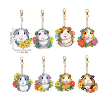 Load image into Gallery viewer, 8PCS Double Sided Round Diamond Painting Keychain Pendant (Two Colours Hamster)