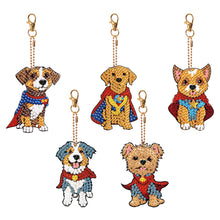 Load image into Gallery viewer, 5PCS Double Sided Round Diamond Painting Art Keychain Pendant (Puppy Hero)