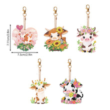 Load image into Gallery viewer, 5PCS Double Sided Round Diamond Painting Art Keychain Pendant for Adults (Calf)