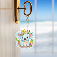 Load image into Gallery viewer, 6PCS Double Sided Round Diamond Painting Art Keychain Pendant (Animal World)