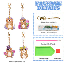 Load image into Gallery viewer, 4PCS Double Sided Diamond Painting Art Keychain Pendant for Beginners(Groundhog)