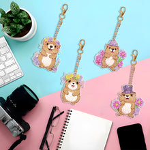 Load image into Gallery viewer, 4PCS Double Sided Diamond Painting Art Keychain Pendant for Beginners(Groundhog)