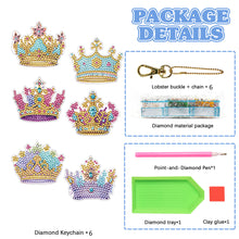 Load image into Gallery viewer, 6PCS Double Sided Special Shape Diamond Painting Keychain for Beginners (Crown)