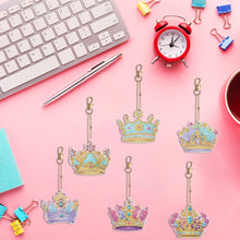 Load image into Gallery viewer, 6PCS Double Sided Special Shape Diamond Painting Keychain for Beginners (Crown)