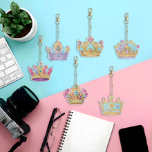 Load image into Gallery viewer, 6PCS Double Sided Special Shape Diamond Painting Keychain for Beginners (Crown)