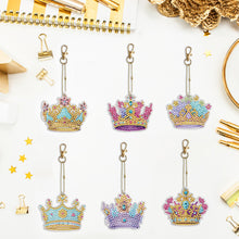 Load image into Gallery viewer, 6PCS Double Sided Special Shape Diamond Painting Keychain for Beginners (Crown)