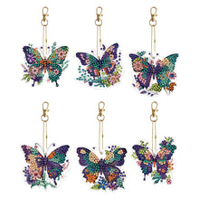 Load image into Gallery viewer, 6PCS Double Sided Special Shape Diamond Painting Keychain (Flower Butterfly)