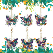 Load image into Gallery viewer, 6PCS Double Sided Special Shape Diamond Painting Keychain (Flower Butterfly)