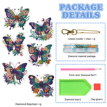 Load image into Gallery viewer, 6PCS Double Sided Special Shape Diamond Painting Keychain (Flower Butterfly)