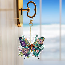 Load image into Gallery viewer, 6PCS Double Sided Special Shape Diamond Painting Keychain (Flower Butterfly)