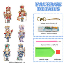 Load image into Gallery viewer, 6PCS Double Sided Special Shape Diamond Painting Keychain (Christmas Nutcracker)