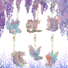 Load image into Gallery viewer, 6PCS Double Sided Special Shape Diamond Painting Keychain (Fairy Shoes)