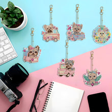 Load image into Gallery viewer, 6PCS Double Sided Special Shape Diamond Painting Keychain (Yorkie Puppy)