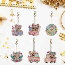 Load image into Gallery viewer, 6PCS Double Sided Special Shape Diamond Painting Keychain (Yorkie Puppy)
