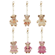 Load image into Gallery viewer, 6PCS Double Sided Special Shape Diamond Painting Keychain for Beginners (Bear)
