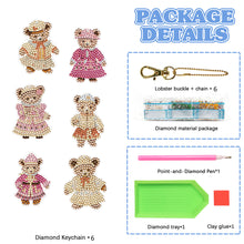 Load image into Gallery viewer, 6PCS Double Sided Special Shape Diamond Painting Keychain for Beginners (Bear)
