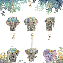 Load image into Gallery viewer, 6PCS Double Sided Special Shape Diamond Painting Keychain for Beginner(Elephant)