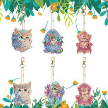 Load image into Gallery viewer, 6PCS Double Sided Special Shape Diamond Painting Keychain for Beginners (Kitten)