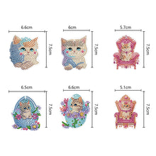 Load image into Gallery viewer, 6PCS Double Sided Special Shape Diamond Painting Keychain for Beginners (Kitten)