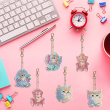 Load image into Gallery viewer, 6PCS Double Sided Special Shape Diamond Painting Keychain for Beginners (Kitten)