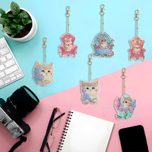 Load image into Gallery viewer, 6PCS Double Sided Special Shape Diamond Painting Keychain for Beginners (Kitten)