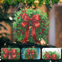 Load image into Gallery viewer, Acrylic Christmas Wreath Single-Sided Diamond Painting Hanging Pendant (#1)