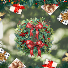 Load image into Gallery viewer, Acrylic Christmas Wreath Single-Sided Diamond Painting Hanging Pendant (#3)