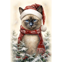 Load image into Gallery viewer, Diamond Painting - Full Round - Christmas cat (40*60CM)