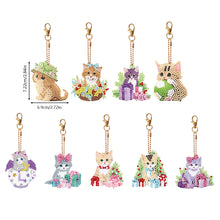 Load image into Gallery viewer, 9PCS Cat Double Sided Diamond Painting Keychain for Beginners Craft Supplies