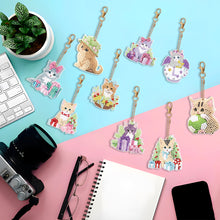 Load image into Gallery viewer, 9PCS Cat Double Sided Diamond Painting Keychain for Beginners Craft Supplies