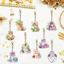 Load image into Gallery viewer, 9PCS Cat Double Sided Diamond Painting Keychain for Beginners Craft Supplies