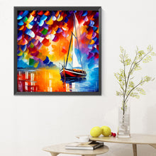 Load image into Gallery viewer, Diamond Painting - Full Round - Oil paint element sailing boat (30*30CM)