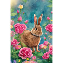Load image into Gallery viewer, Diamond Painting - Full Round - rabbit in flowers (40*60CM)