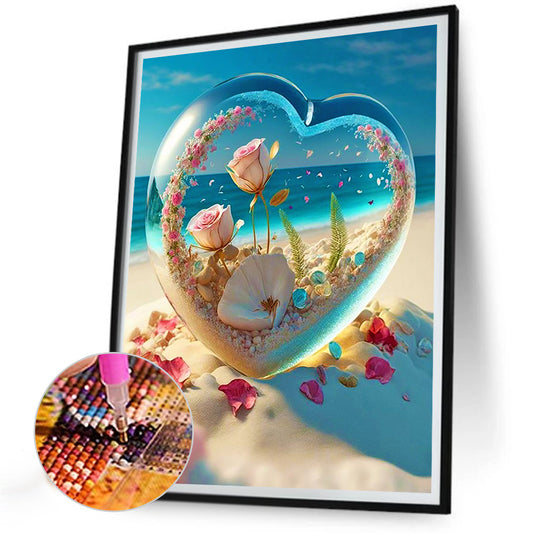Diamond Painting - Full Round - Dream beach and love crystals and flowers (30*40CM)